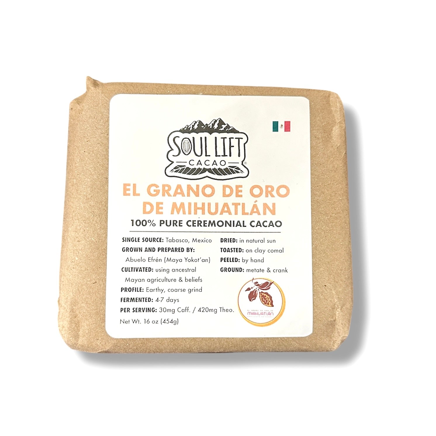 El Grano de Oro de Mihuatlán 100% Pure Ceremonial Cacao Paste from Mexico
